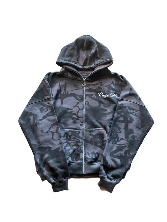 “GREY” Graffiti Zip Up