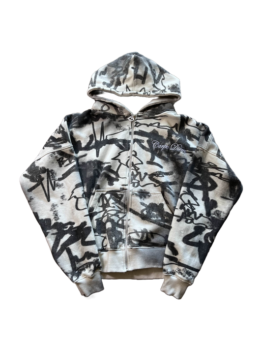 “CREAM WHITE” Graffiti Zip Up